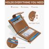 imageBOSTANTEN Slim Wallet for Women Small RFID Blocking Credit Card Holder Leather Bifold Wallets with Zipper Coin Pocket BeigeBrownBrown