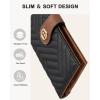 imageBOSTANTEN Slim Women Wallet Leather RFID Credit Card Holder Bifold Ladies Wallets with Zipper Coin Pocket Beige and BrownBlackBrown