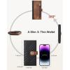 imageBOSTANTEN Slim Women Wallet Leather RFID Credit Card Holder Bifold Ladies Wallets with Zipper Coin Pocket Beige and BrownBlackBrown