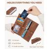 imageBOSTANTEN Slim Women Wallet Leather RFID Credit Card Holder Bifold Ladies Wallets with Zipper Coin Pocket Beige and BrownSBrown