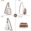 imageBOSTANTEN Sling Bag Cross Body Bag Trendy Leather Crossbody Purse Chest Bag with Adjustable Guitar Strap for TravelBeige