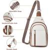 imageBOSTANTEN Sling Bag Cross Body Bag Trendy Leather Crossbody Purse Chest Bag with Adjustable Guitar Strap for TravelBeige