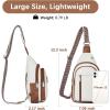 imageBOSTANTEN Sling Bag Cross Body Bag Trendy Leather Crossbody Purse Chest Bag with Adjustable Guitar Strap for TravelBeige