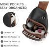 imageBOSTANTEN Sling Bag Cross Body Bag Trendy Leather Crossbody Purse Chest Bag with Adjustable Guitar Strap for TravelBlackbrown