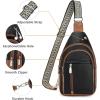 imageBOSTANTEN Sling Bag Cross Body Bag Trendy Leather Crossbody Purse Chest Bag with Adjustable Guitar Strap for TravelBlackbrown