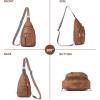 imageBOSTANTEN Sling Bag Cross Body Bag Trendy Leather Crossbody Purse Chest Bag with Adjustable Guitar Strap for TravelBrown