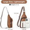 imageBOSTANTEN Sling Bag Cross Body Bag Trendy Leather Crossbody Purse Chest Bag with Adjustable Guitar Strap for TravelTricolor Mix