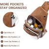 imageBOSTANTEN Sling Bag Cross Body Bag Trendy Leather Crossbody Purse Chest Bag with Adjustable Guitar Strap for TravelTricolor Mix