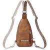 imageBOSTANTEN Sling Bag Cross Body Bag Trendy Leather Crossbody Purse Chest Bag with Adjustable Guitar Strap for TravelTricolor Mix