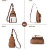 imageBOSTANTEN Sling Bag Cross Body Bag Trendy Leather Crossbody Purse Chest Bag with Adjustable Guitar Strap for TravelTricolor Mix