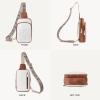 imageBOSTANTEN Sling Bag Quilted Crossbody Bags for Women Cross Body Purse Leather Fanny Pack with Adjustable Guitar StrapAbeige