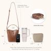 imageBOSTANTEN Small Bucket Bag for Women Crossbody Bags Trendy Vegan Leather Shoulder Purses Designer Ladies HandbagsBrown