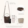 imageBOSTANTEN Small Bucket Bag for Women Crossbody Bags Trendy Vegan Leather Shoulder Purses Designer Ladies HandbagsCoffee