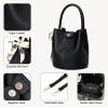 imageBOSTANTEN Small Crossbody Bags for Women Vegan Leather Mini Bucket Handbag Removable Shoulder StrapBlack