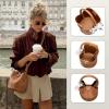 imageBOSTANTEN Small Crossbody Bags for Women Vegan Leather Mini Bucket Handbag Removable Shoulder StrapBrown