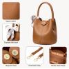 imageBOSTANTEN Small Crossbody Bags for Women Vegan Leather Mini Bucket Handbag Removable Shoulder StrapBrown