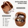 imageBOSTANTEN Small Crossbody Bags for Women Vegan Leather Mini Bucket Handbag Removable Shoulder StrapBrown
