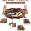 imageBOSTANTEN Small Crossbody Purse for Women Triple Zip Cell Phone Leather Handbag with Colored Shoulder StrapBrown