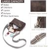 imageBOSTANTEN Small Crossbody Purse for Women Triple Zip Cell Phone Leather Handbag with Colored Shoulder StrapCoffee