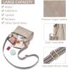 imageBOSTANTEN Small Crossbody Purse for Women Triple Zip Cell Phone Leather Handbag with Colored Shoulder StrapLight Grey