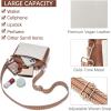 imageBOSTANTEN Small Crossbody Purse for Women Triple Zip Cell Phone Leather Handbag with Colored Shoulder StrapP01beige With Brown