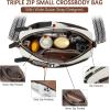imageBOSTANTEN Small Crossbody Purse for Women Triple Zip Cell Phone Leather Handbag with Colored Shoulder StrapP04brown With Black
