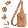 imageBOSTANTEN Small Sling Bag Crossbody Bags for Women Trendy Crossbody Purse Leather Chest BagAcamel Brown
