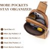 imageBOSTANTEN Small Sling Bag Crossbody Bags for Women Trendy Crossbody Purse Leather Chest BagAcamel Brown