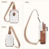 imageBOSTANTEN Small Sling Bag Crossbody Bags for Women Trendy Crossbody Purse Leather Chest BagBbeigelarge
