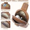 imageBOSTANTEN Small Sling Bag Crossbody Bags for Women Trendy Crossbody Purse Leather Chest BagBbrownlarge