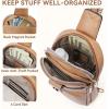 imageBOSTANTEN Small Sling Bag Crossbody Bags for Women Trendy Crossbody Purse Leather Chest BagBcamel Brownlarge