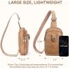 imageBOSTANTEN Small Sling Bag Crossbody Bags for Women Trendy Crossbody Purse Leather Chest BagBcamel Brownlarge