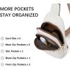 imageBOSTANTEN Small Sling Bag for Women Leather Crossbody Bags Fanny Pack Chest Bag for Travel Slim Wallet Women Leather RFID Blocking Credit Card Holder Bifold Thin Wallet