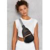 imageBOSTANTEN Small Sling Bag for Women Leather Crossbody Bags Fanny Pack Chest Bag for TravelABlack