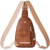 imageBOSTANTEN Small Sling Bag for Women Leather Crossbody Bags Fanny Pack Chest Bag for TravelABrown