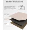imageBOSTANTEN Small Wallet For Women RFID Leather Credit Card Holder Slim Wristlet Keychain Wallet With Zipper PocketBeige