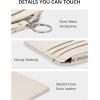 imageBOSTANTEN Small Wallet For Women RFID Leather Credit Card Holder Slim Wristlet Keychain Wallet With Zipper PocketBeige