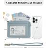 imageBOSTANTEN Small Wallet For Women RFID Leather Credit Card Holder Slim Wristlet Keychain Wallet With Zipper PocketBlue