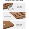 imageBOSTANTEN Small Wallet For Women RFID Leather Credit Card Holder Slim Wristlet Keychain Wallet With Zipper PocketBrown