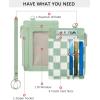 imageBOSTANTEN Small Wallet For Women RFID Leather Credit Card Holder Slim Wristlet Keychain Wallet With Zipper PocketCheckered Green