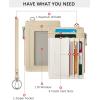 imageBOSTANTEN Small Wallet For Women RFID Leather Credit Card Holder Slim Wristlet Keychain Wallet With Zipper PocketRBeigeApricot