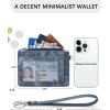 imageBOSTANTEN Small Wallet For Women RFID Leather Credit Card Holder Slim Wristlet Keychain Wallet With Zipper PocketRDenim Blue