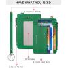imageBOSTANTEN Small Wallet For Women RFID Leather Credit Card Holder Slim Wristlet Keychain Wallet With Zipper PocketRGreenWhiteBlue