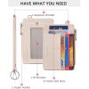 imageBOSTANTEN Small Wallet For Women RFID Leather Credit Card Holder Slim Wristlet Keychain Wallet With Zipper PocketRRainbow Pink