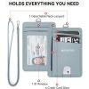 imageBOSTANTEN Small Wallet For Women RFID Leather Credit Card Holder Slim Wristlet Keychain Wallet With Zipper PocketSBlue