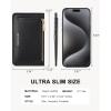 imageBOSTANTEN Small Wallet For Women RFID Leather Credit Card Holder Slim Wristlet Keychain Wallet With Zipper PocketTBlack