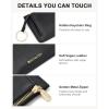 imageBOSTANTEN Small Wallet For Women RFID Leather Credit Card Holder Slim Wristlet Keychain Wallet With Zipper PocketTBlack