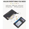 imageBOSTANTEN Small Wallet For Women RFID Leather Credit Card Holder Slim Wristlet Keychain Wallet With Zipper PocketTBlack