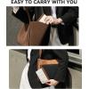 imageBOSTANTEN Small Wallet For Women RFID Leather Credit Card Holder Slim Wristlet Keychain Wallet With Zipper PocketXBeige and Brown