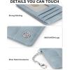imageBOSTANTEN Small Wallet For Women RFID Leather Credit Card Holder Slim Wristlet Keychain Wallet With Zipper PocketXBlue